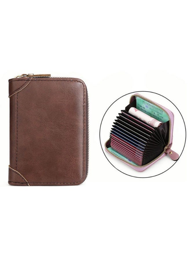 Men and Women Card Holder with Coin Compartment, PU Leather Credit Card Holder with Lots of Space for up to 20 Cards, with RFID NFC Protection - Image 1