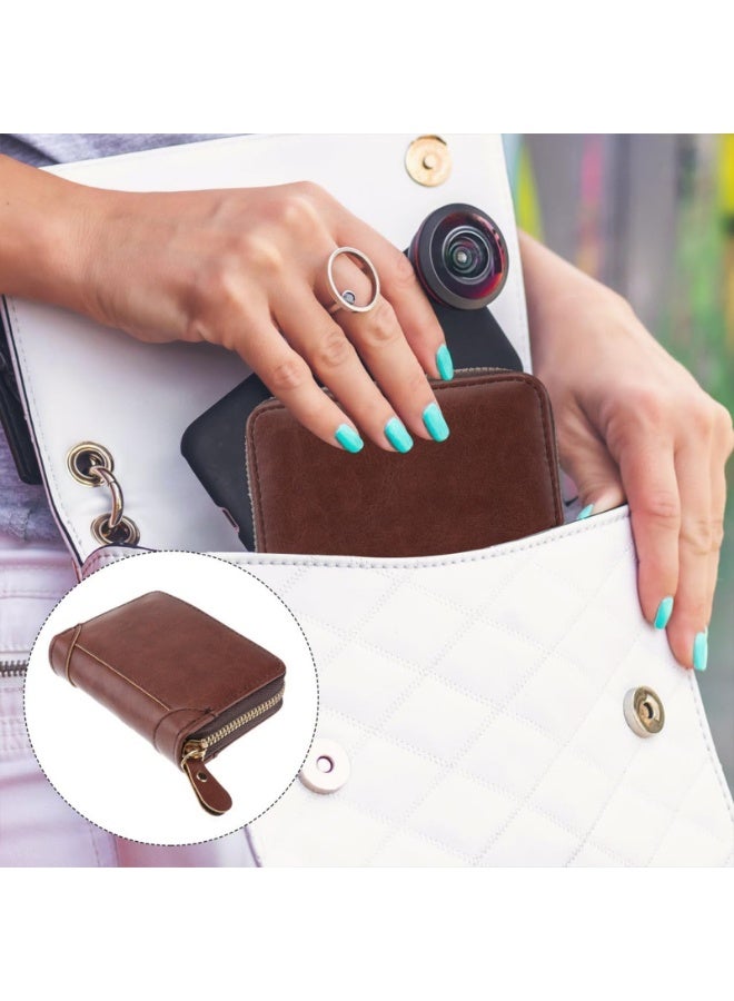 Men and Women Card Holder with Coin Compartment, PU Leather Credit Card Holder with Lots of Space for up to 20 Cards, with RFID NFC Protection - Image 3