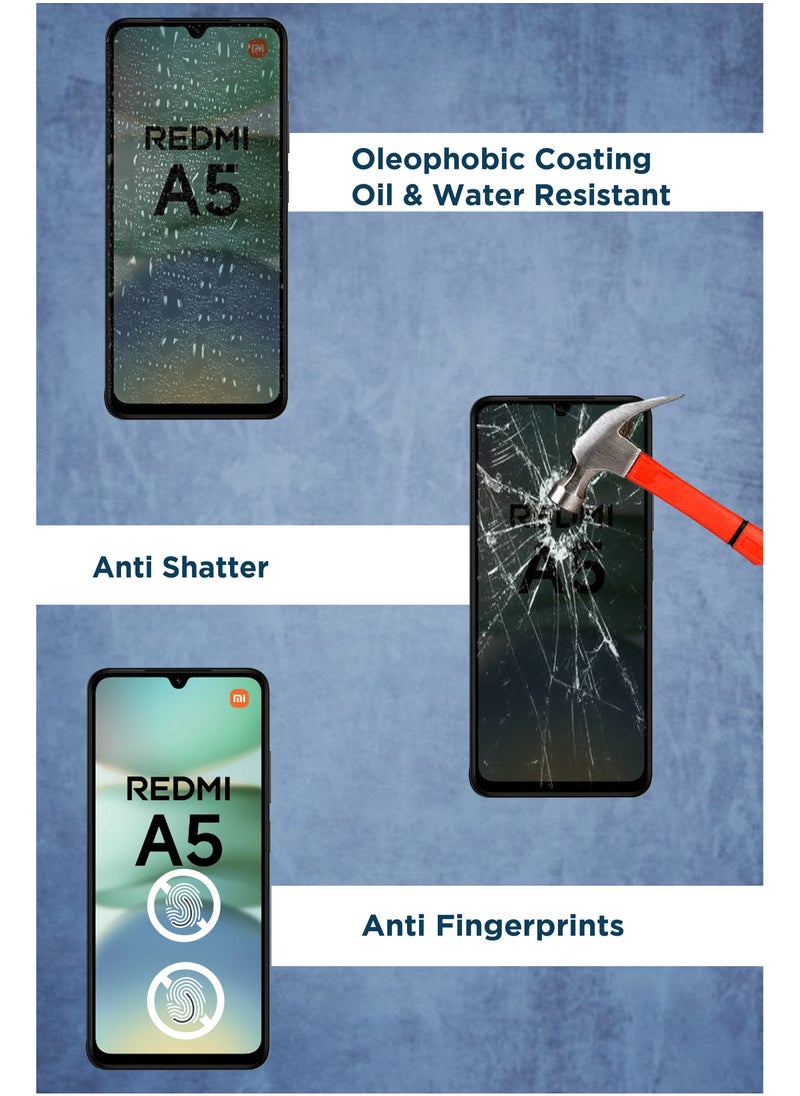 For Redmi A5 - Tempered Glass Screen Protector - Delicate Touch , Higher Transparency , Easy to Install ,Anti-scratch and Bubble-free Screen Protector - Black