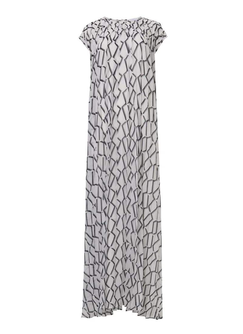 leem  Geometric Print Pleated Kaftan for Women | Best Price UAE
