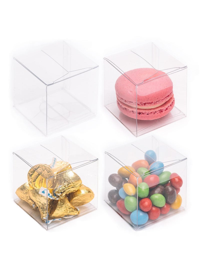 Sweet seven 50 قطعة صناديق بلاستيكية شفافة 2x2x2 للهدايا لعيد الميلاد وحفلات الزفاف وهدايا عيد الأم والحلويات الصغيرة والمخبوزات مكعب مثالي لهدايا الزفاف وحفلات العروس والطفل - Image 5