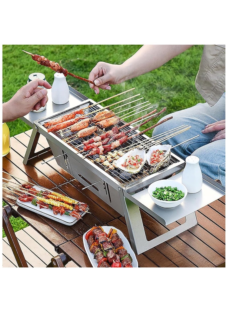YOKA Stainless Steel Portable Charcoal Grill, 3-Height Adjustable Foldable BBQ Grill with Carry Bag, Ideal for Camping, Picnic, Hiking, and Outdoor Cooking  - Image 3