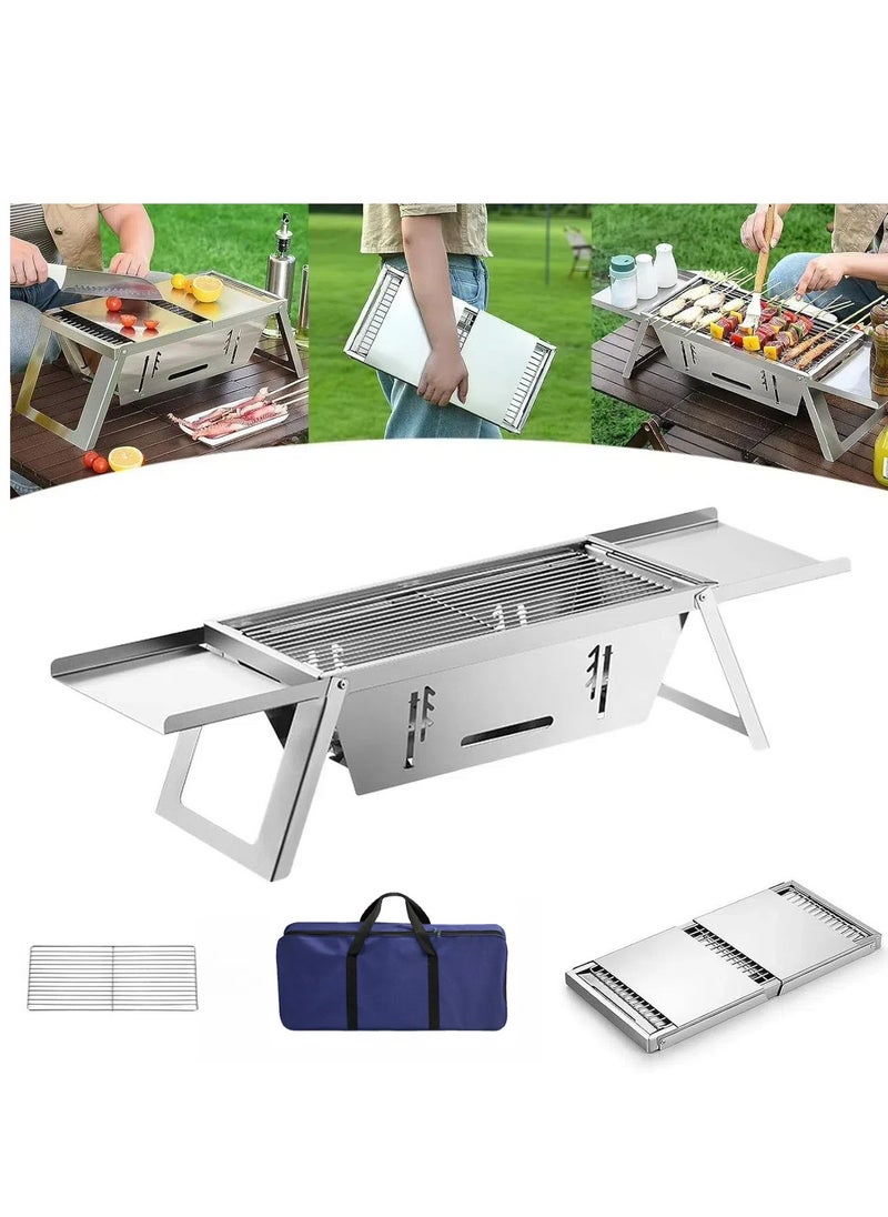 YOKA Stainless Steel Portable Charcoal Grill, 3-Height Adjustable Foldable BBQ Grill with Carry Bag, Ideal for Camping, Picnic, Hiking, and Outdoor Cooking  - Image 2