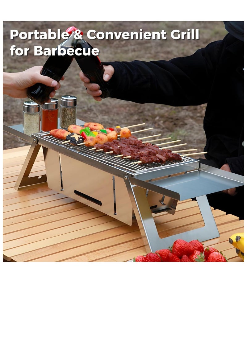 YOKA Stainless Steel Portable Charcoal Grill, 3-Height Adjustable Foldable BBQ Grill with Carry Bag, Ideal for Camping, Picnic, Hiking, and Outdoor Cooking  - Image 5
