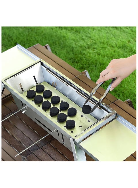 Stainless Steel Portable Charcoal Grill, 3-Height Adjustable Foldable BBQ Grill with Carry Bag, Ideal for Camping, Picnic, Hiking, and Outdoor Cooking