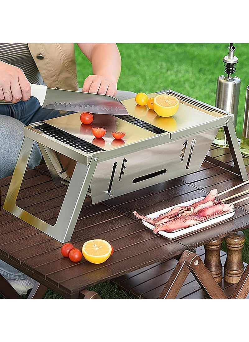 YOKA Stainless Steel Portable Charcoal Grill, 3-Height Adjustable Foldable BBQ Grill with Carry Bag, Ideal for Camping, Picnic, Hiking, and Outdoor Cooking  - Image 4