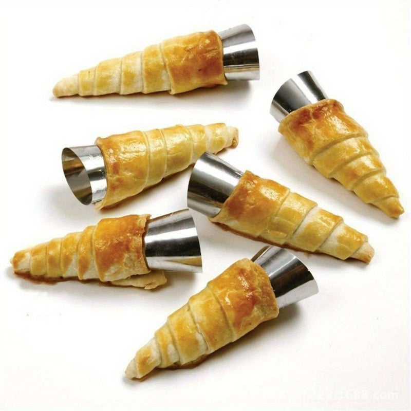 8pcs Stainless Steel Cream Cone Molds Croissant-A Non-Stick Baking Cones for Ice Cream Croissants Pastries Waffles Puffs Heavy-Duty Kitchen Tools - Image 1