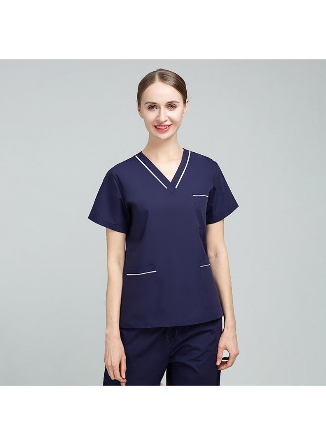 NIBEMINENT Nurse Uniform Women's Summer Thin Short Sleeve Polyester Cotton Hand Washing Clothes Operating Room Dentist Doctor Workwear - Image 1