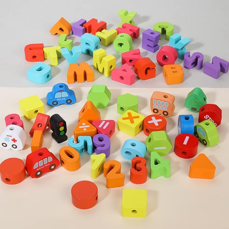 ويوبلز مجموعة خرز للتطريز للأطفال في مرحلة ما قبل المدرسة، 75 خرزة للتطريز، لعبة أرقام وحرف يدوية مع حقيبة سفر، ألعاب مونتيسوري للأطفال من 4 إلى 6 سنوات - Image 3