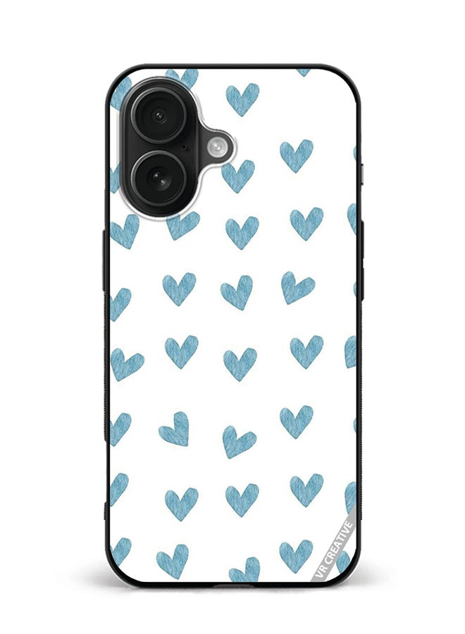 VR CREATIVE Protective Case Cover For Apple iPhone 16 Plus Blue Heart Design Multicolour