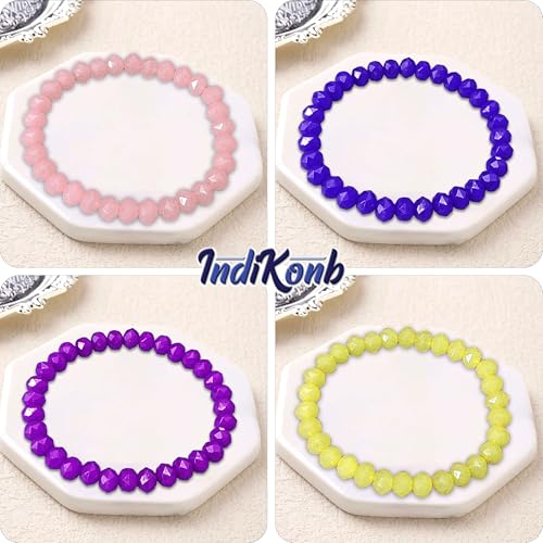 INDIKONB Multicolour Opaque Acrylic Tyre Beads Set - Plastic Opaque Beads - Size 8mm - Image 3