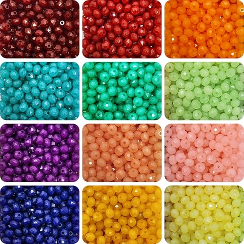 INDIKONB Multicolour Opaque Acrylic Tyre Beads Set - Plastic Opaque Beads - Size 8mm - Image 1