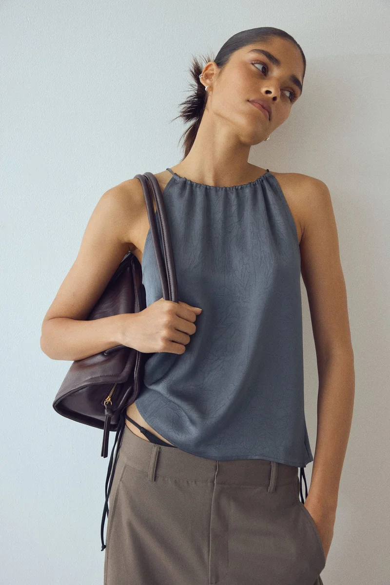 H&M Crinkled satin top