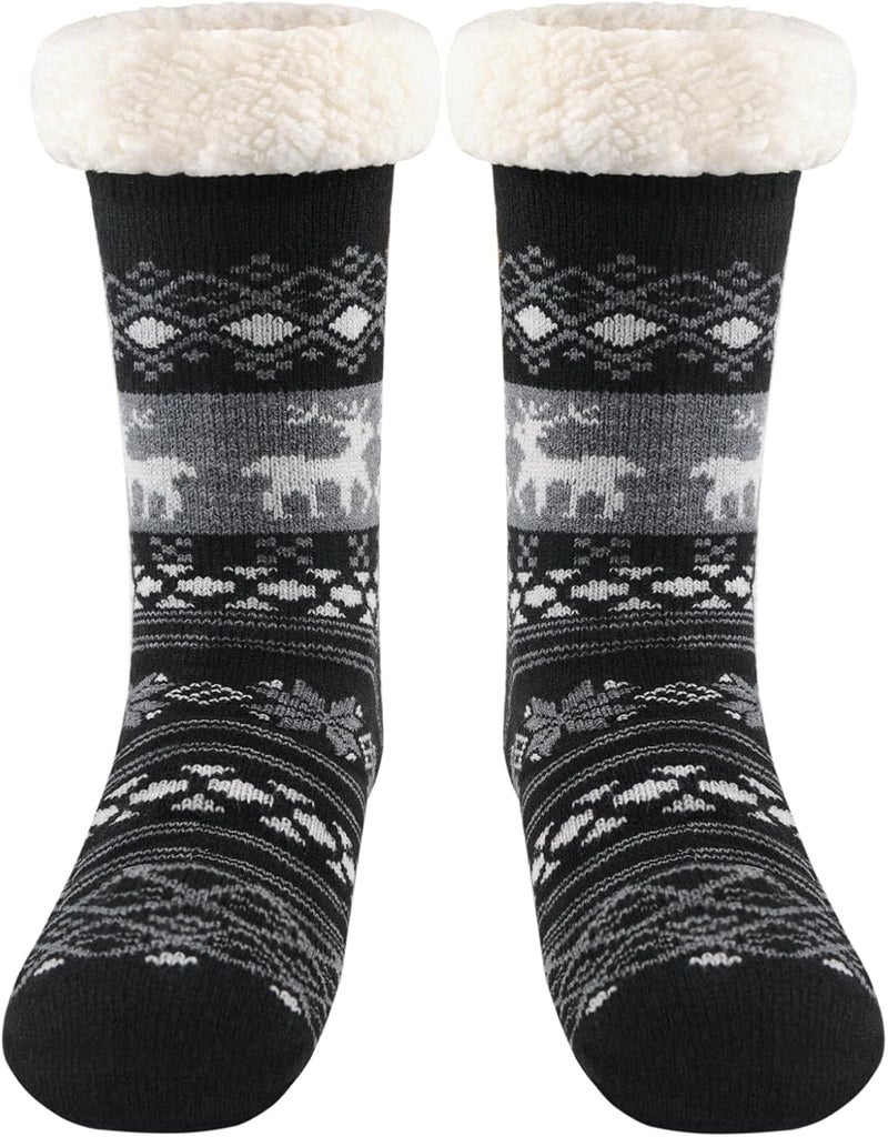 SIMIYA Mens Warm Fleece Lined Winter Soft Non Slip Socks Christmas Mens Slipper Socks (One size fits 6-12) - Image 1