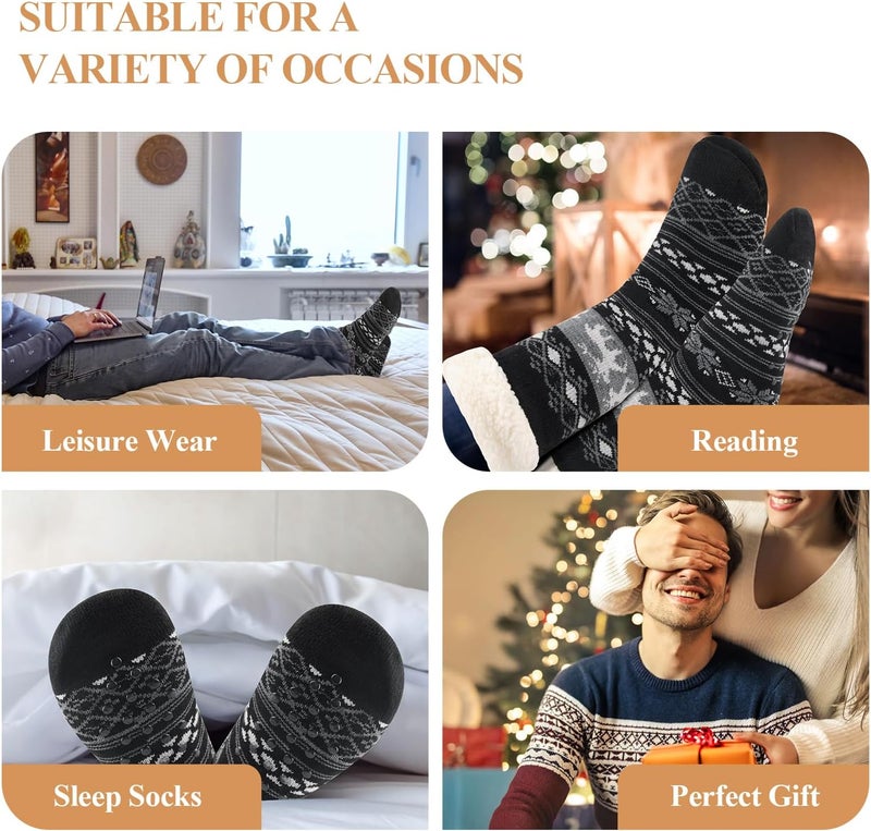 SIMIYA Mens Warm Fleece Lined Winter Soft Non Slip Socks Christmas Mens Slipper Socks (One size fits 6-12) - Image 5