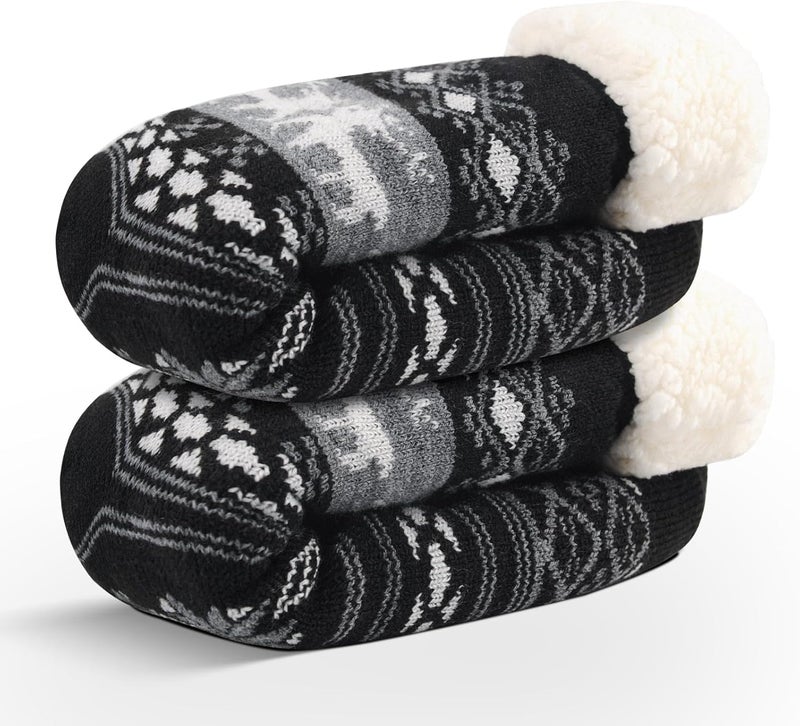 SIMIYA Mens Warm Fleece Lined Winter Soft Non Slip Socks Christmas Mens Slipper Socks (One size fits 6-12) - Image 4