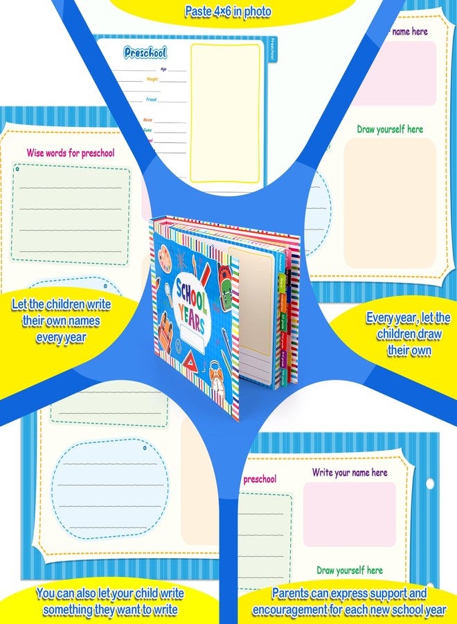 Kasfalci School Memory Book Scrapbook for Kids, Photo Album with Keepsake Pocket from Preschool to 12th Grade, Record School Days & Years Memories & Pictures - Image 5