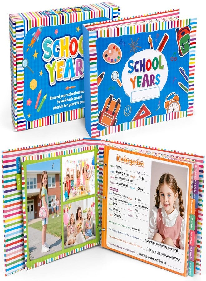 Kasfalci School Memory Book Scrapbook for Kids, Photo Album with Keepsake Pocket from Preschool to 12th Grade, Record School Days & Years Memories & Pictures - Image 1