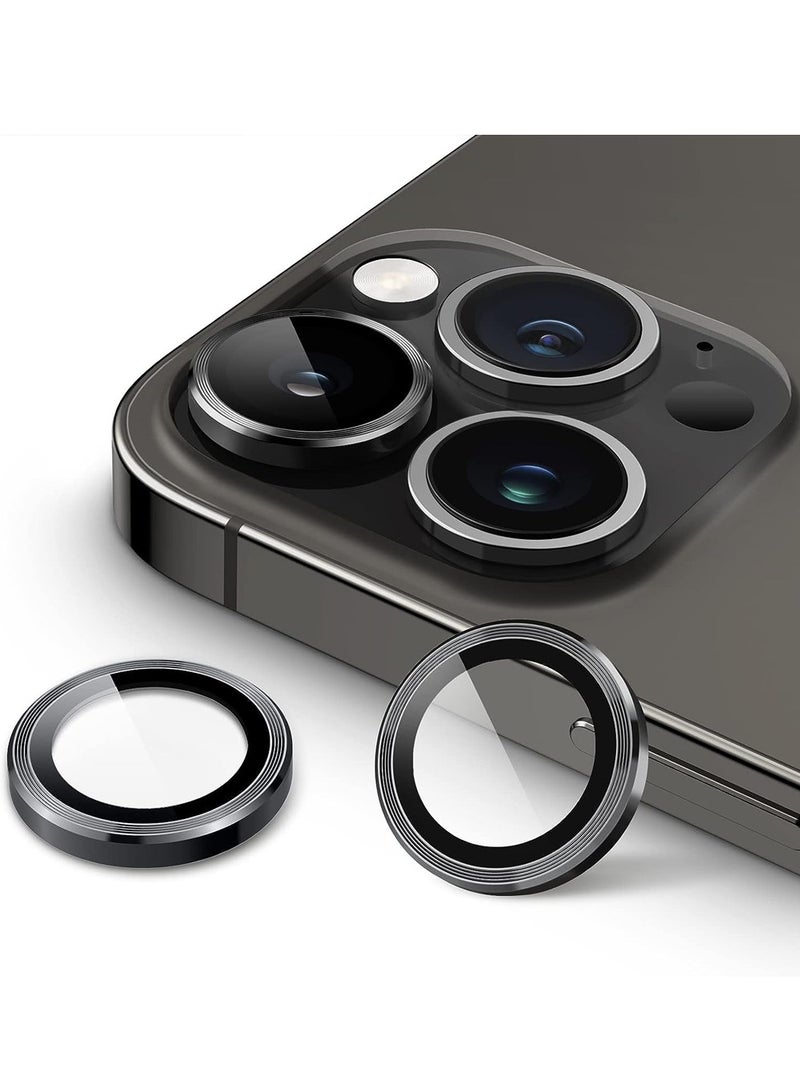 iPhone 15 Pro/iPhone 15 Pro Max/iphone14Pro/14ProMax Camera Lens Protector 9H Tempered Glass Screen Film Protection Cover Anti-scratch Mobile Phone Accessory Metal Individual Ring 3 Capsules - Image 1