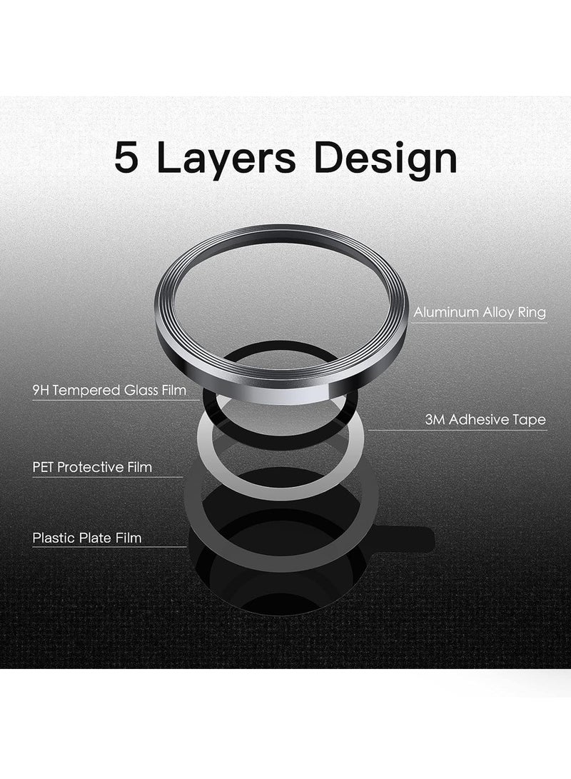 iPhone 15 Pro/iPhone 15 Pro Max/iphone14Pro/14ProMax Camera Lens Protector 9H Tempered Glass Screen Film Protection Cover Anti-scratch Mobile Phone Accessory Metal Individual Ring 3 Capsules - Image 2