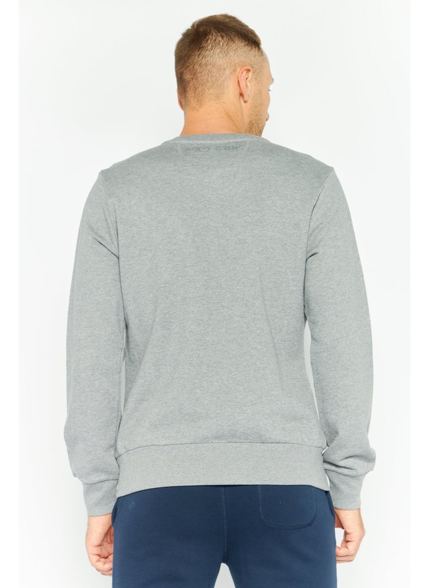 La Martina Men Crew Neck Long Sleeve Brand Logo Sweatshirt, Grey  - Image 3
