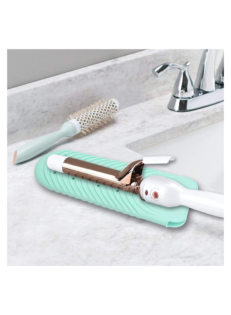 SYOSI  2 Pack Heat Resistant Silicone Mat Pouch for Flat Iron, Curling Iron, Hair Straightener, Hair Curling Wands, Portable Travel Curling Iron Holder Hot Hair Tools (Nordic Green) - Image 2