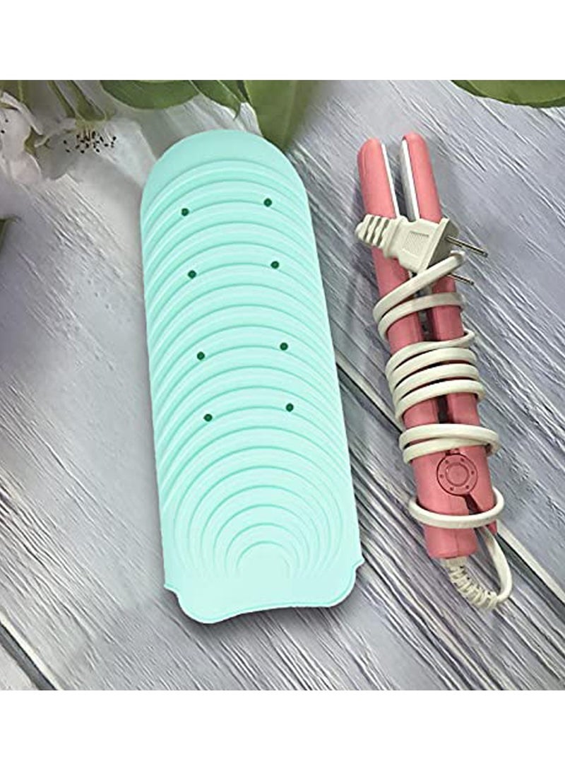 SYOSI  2 Pack Heat Resistant Silicone Mat Pouch for Flat Iron, Curling Iron, Hair Straightener, Hair Curling Wands, Portable Travel Curling Iron Holder Hot Hair Tools (Nordic Green) - Image 3