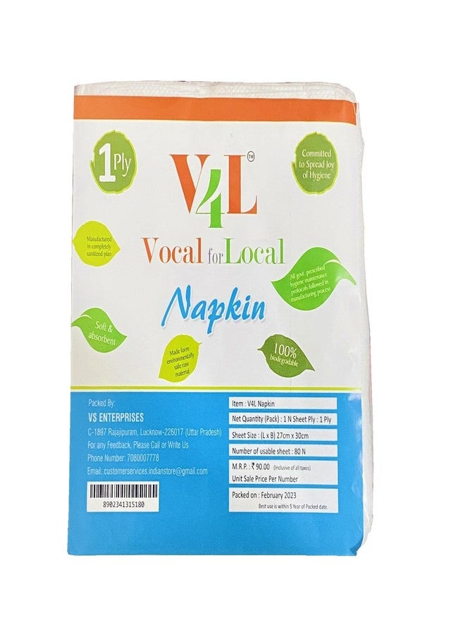 V4L Biodegradable Paper Napkins Tissue Paper Pack of 400 - Image 1