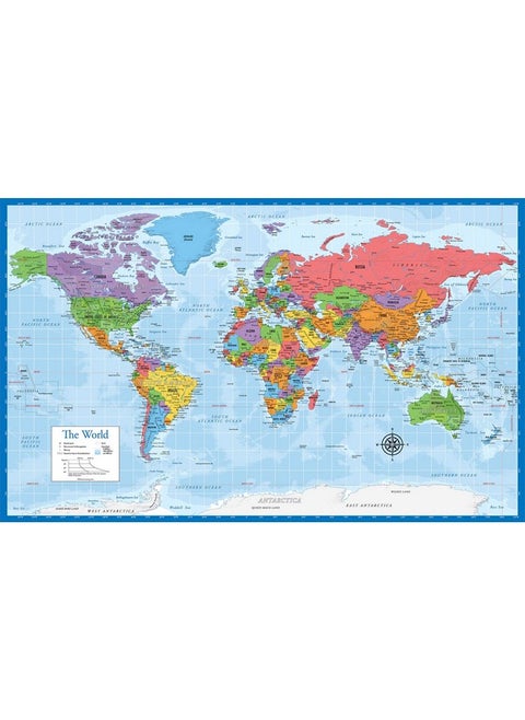 Laminated World Map 18" X 29" Wall Chart Map Of The World Made In The Usa