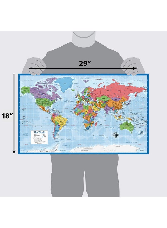 Palace Learning Laminated World Map 18" X 29" Wall Chart Map Of The World Made In The Usa  - Image 2