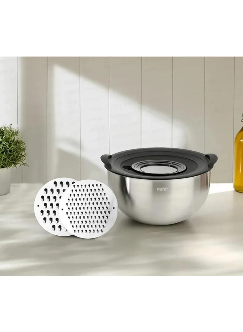 نهر Silver Çelik 4 Piece 24 cm Grater Mixing Bowl