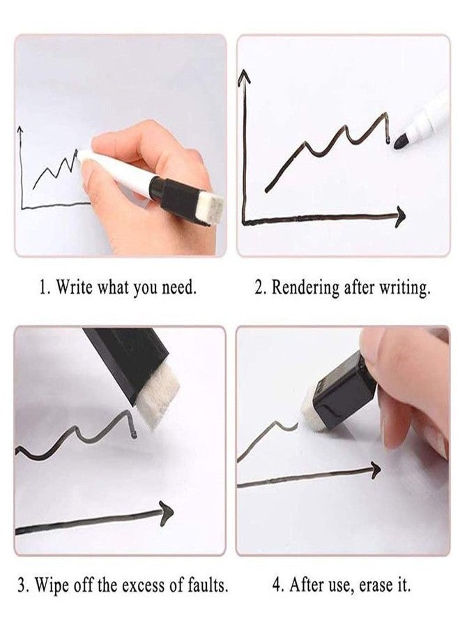 KRAFTMASTERS Dry Erase Markers Magnetic Whiteboard Markers with Attached Erasers with Low Odor - Set of (6) - Image 3