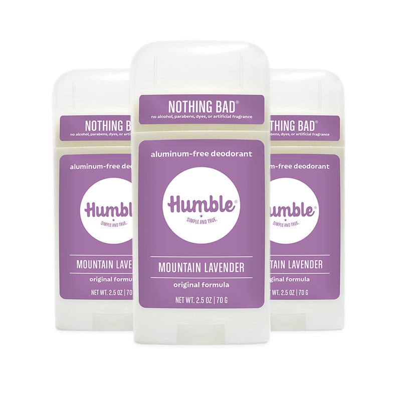 HUMBLE SIMPLE AND TRUE. HUMBLE BRANDS Original Formula Aluminum-free Deodorant. Long Lasting Odor Control with Baking Soda and Essential Oils, Mountain Lavender, Pack of 3 - Image 1