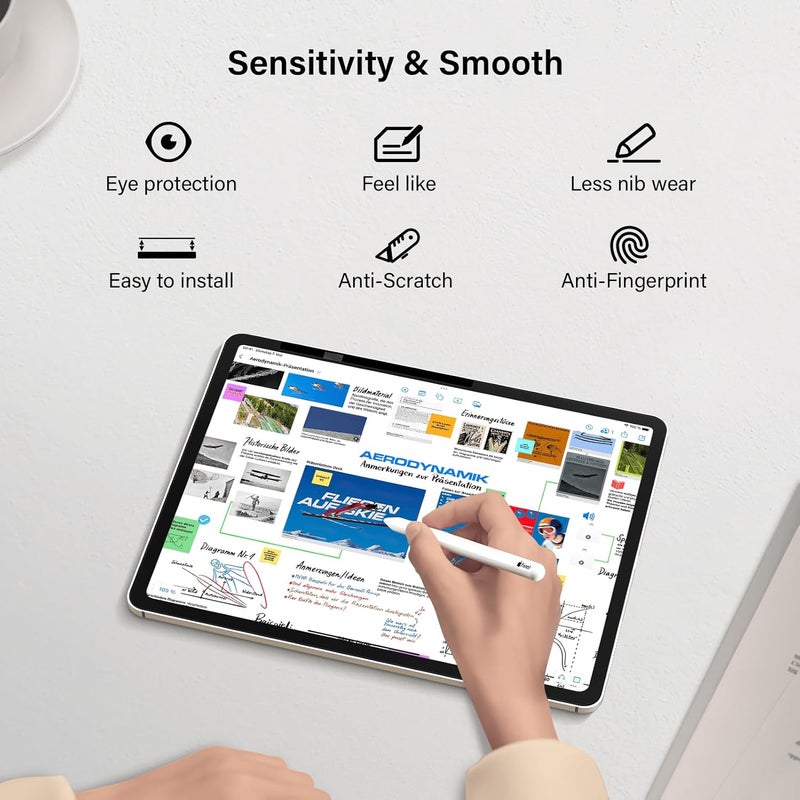 واقي شاشة ورقي متوافق مع iPad الجيل التاسع والثامن والسابع 10.2 بوصة، للرسم والكتابة كما على الورق، مرشح الضوء الأزرق مضاد للوهج، فيلم قابل لإعادة الاستخدام، درع خالٍ من الفقاعات، مقاوم لبصمات الأصابع، مقاوم للخدش - Image 5