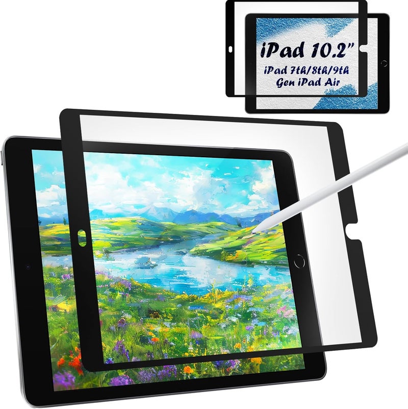 واقي شاشة ورقي متوافق مع iPad الجيل التاسع والثامن والسابع 10.2 بوصة، للرسم والكتابة كما على الورق، مرشح الضوء الأزرق مضاد للوهج، فيلم قابل لإعادة الاستخدام، درع خالٍ من الفقاعات، مقاوم لبصمات الأصابع، مقاوم للخدش - Image 1