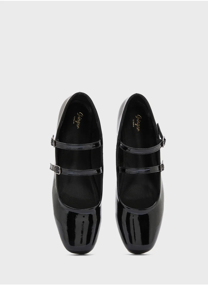 جينجر Double Strap Mary Jane Ballerina