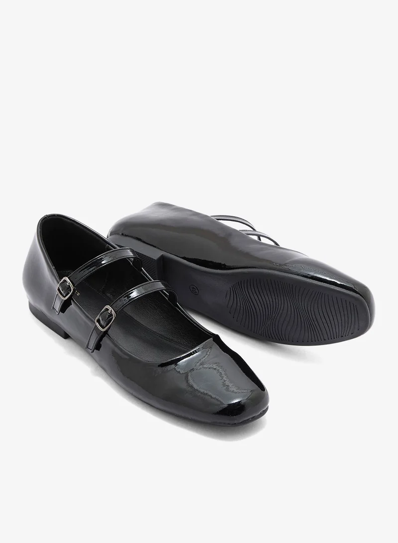 Ginger Black Patent Double Strap Mary Jane Ballerina for Women | Best Price UAE