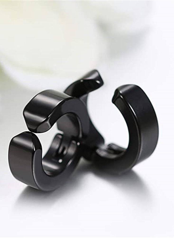 SYOSI Men's Ear Clip 2 Pair of Hinged Hoop Earrings Hoop Earring Studs Clip On Metal Ear Jewelry Non-piercing Clip on Earrings Unisex Men Women  - Image 5
