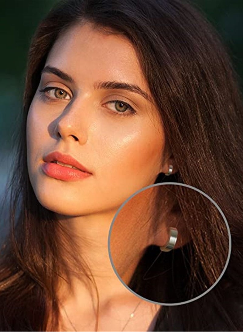 SYOSI Men's Ear Clip 2 Pair of Hinged Hoop Earrings Hoop Earring Studs Clip On Metal Ear Jewelry Non-piercing Clip on Earrings Unisex Men Women  - Image 3