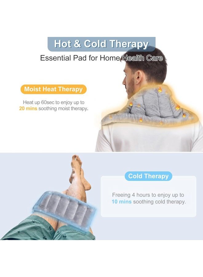 SuzziPad Microwavable Heating Pads for Neck and Shoulder Back Discomfort, 7x16 Fatigue Soothing Heated Pad Microwave, Moist Hot Packs, Unscented Heat Pack for Aches, Sore Muscle, Gray - Image 5