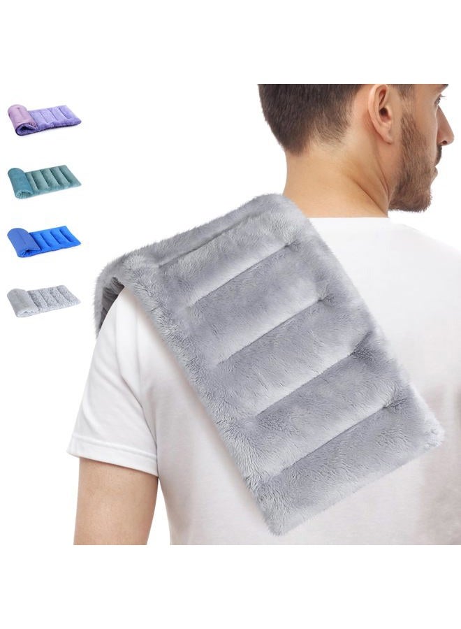 SuzziPad Microwavable Heating Pads for Neck and Shoulder Back Discomfort, 7x16 Fatigue Soothing Heated Pad Microwave, Moist Hot Packs, Unscented Heat Pack for Aches, Sore Muscle, Gray - Image 1