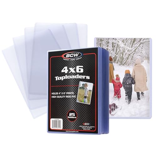 BCW 4x6 Photo & Postcard Topload Holders – 25 Pack | Blue-Tinted 4x6 Toploader Protectors for Photos, Prints & Postcards | Rigid Plastic Toploaders for Display & Storage - Image 1