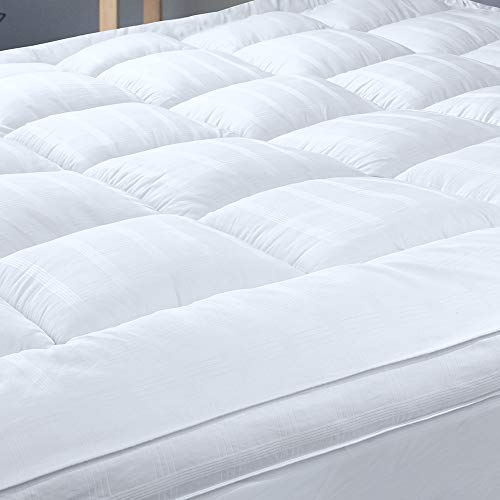 D & G THE DUCK AND GOOSE CO Soft  Cooling Pillow Top Mattress Topper California King with 300TC Cotton Cover Extra Thick Plush Bed Topper for Back Pain Overfilled Mattress Pad Cover for Firm Mattress Fit to 622 Mattress