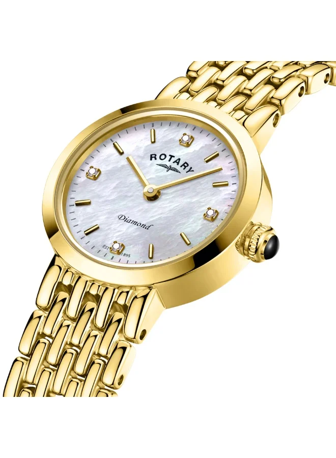 ROTARY Rotary Ladies Heritage Diamond Mother Of Pearl Dial Gold Plated Stainless Steel Bracelet Watch - LB00900/41/D