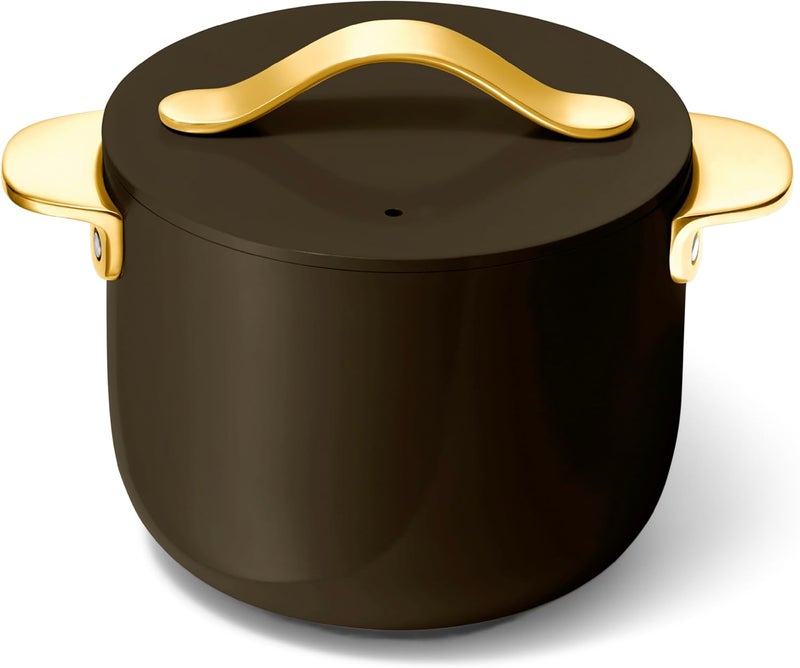 Caraway Petite Cooker - 2 Qt Ceramic Coated Pot - Free From Forever Chemicals - Perfect for Rice, Grains, or Sauces - Black - Image 1
