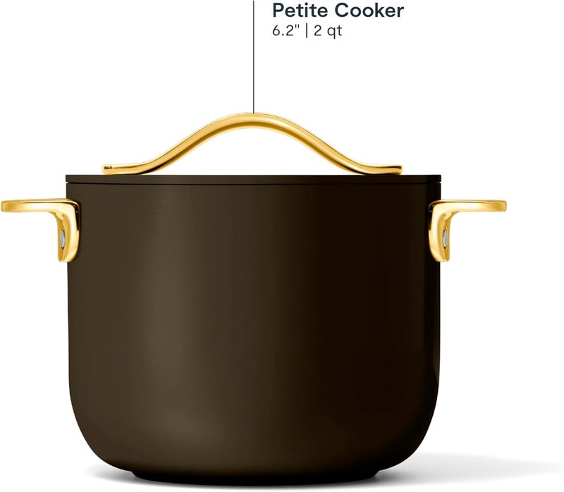 Caraway Petite Cooker - 2 Qt Ceramic Coated Pot - Free From Forever Chemicals - Perfect for Rice, Grains, or Sauces - Black - Image 3
