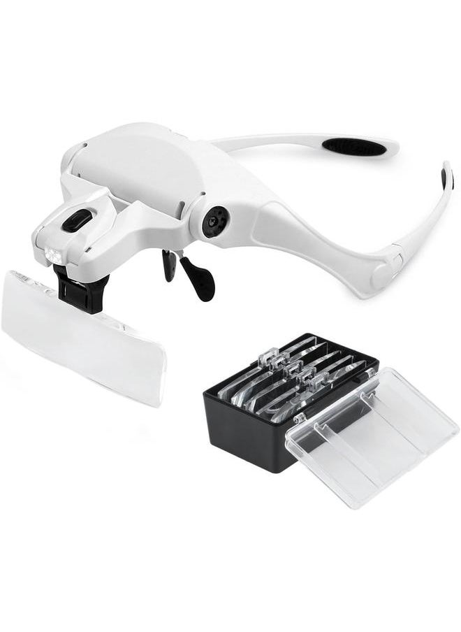 yongsheng Magnifying Glasses with Light, Headband Magnifier with Led for Close Work, 5 Replaceable Lenses（Battery Model）  - Image 1