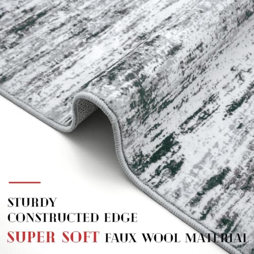 Lansny Modern Abstract Runner Rug 2x6, Black Grey White Washable Kitchen Runner Non-Slip Soft Hallway Rug Runner Thin Print Faux Wool Carpet for Entryway Bedroom Laundry Room Indoor Home Decor - Image 5