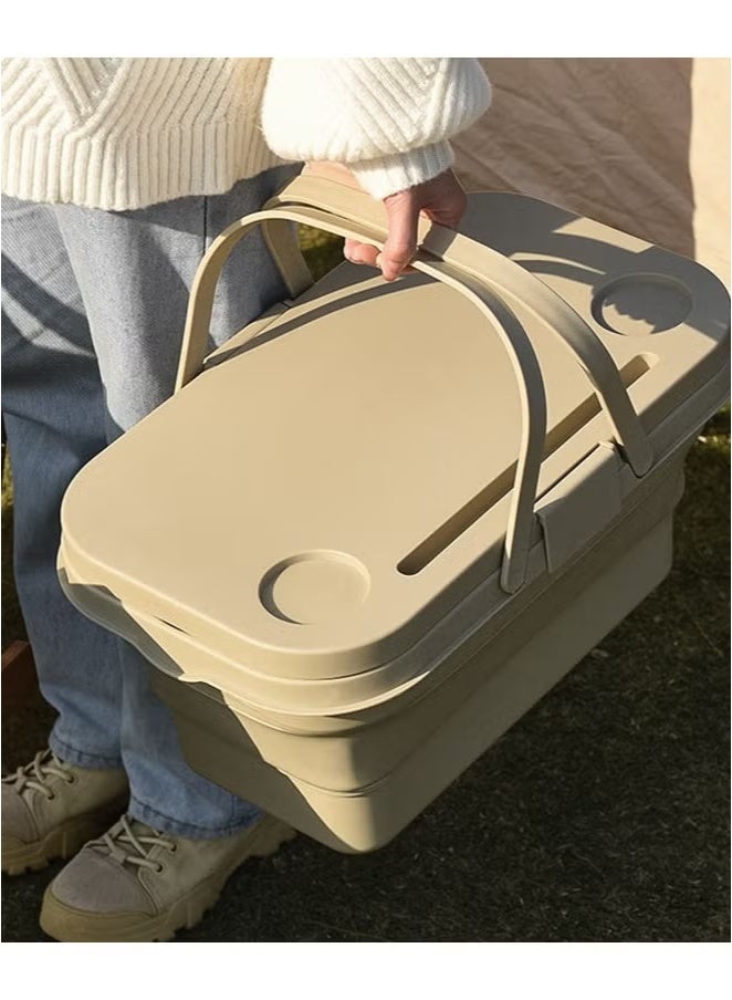 Generic Picnic Basket Outdoor Waterproof Basket Outdoor Camping Folding Box Picnic Storage Basket Set Folding Bucket  - Image 5