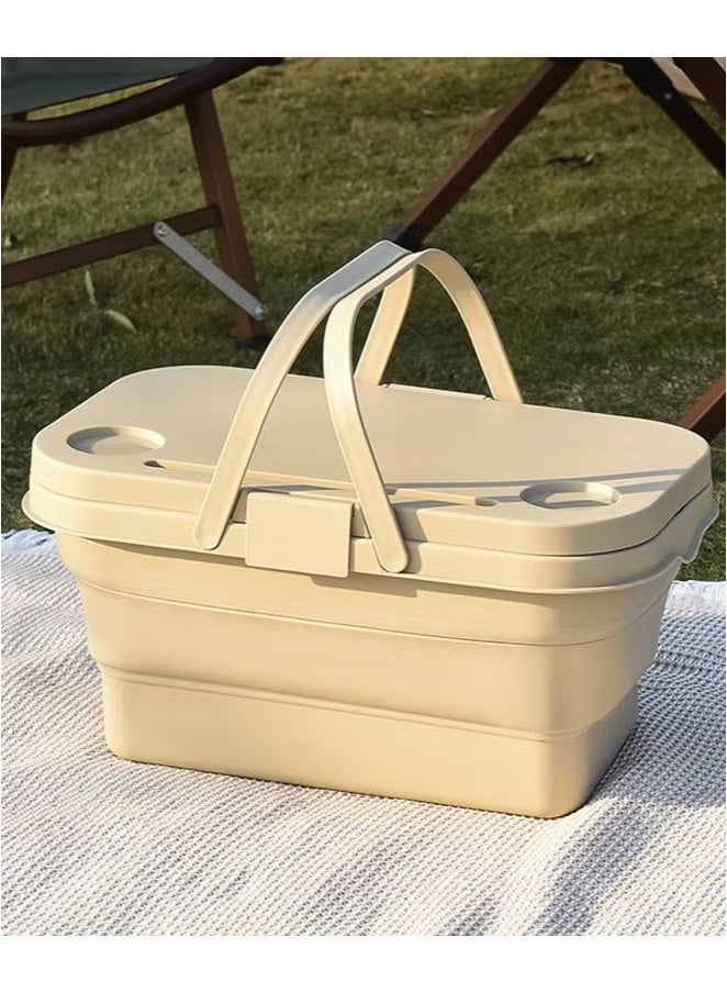 Generic Picnic Basket Outdoor Waterproof Basket Outdoor Camping Folding Box Picnic Storage Basket Set Folding Bucket  - Image 1